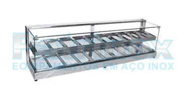 Estufa de vidro para lanches e salgados em inox | Patrinox