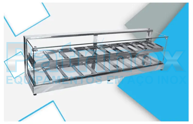  Estufa com vidro reto em aço inox para salgados | Patrinox